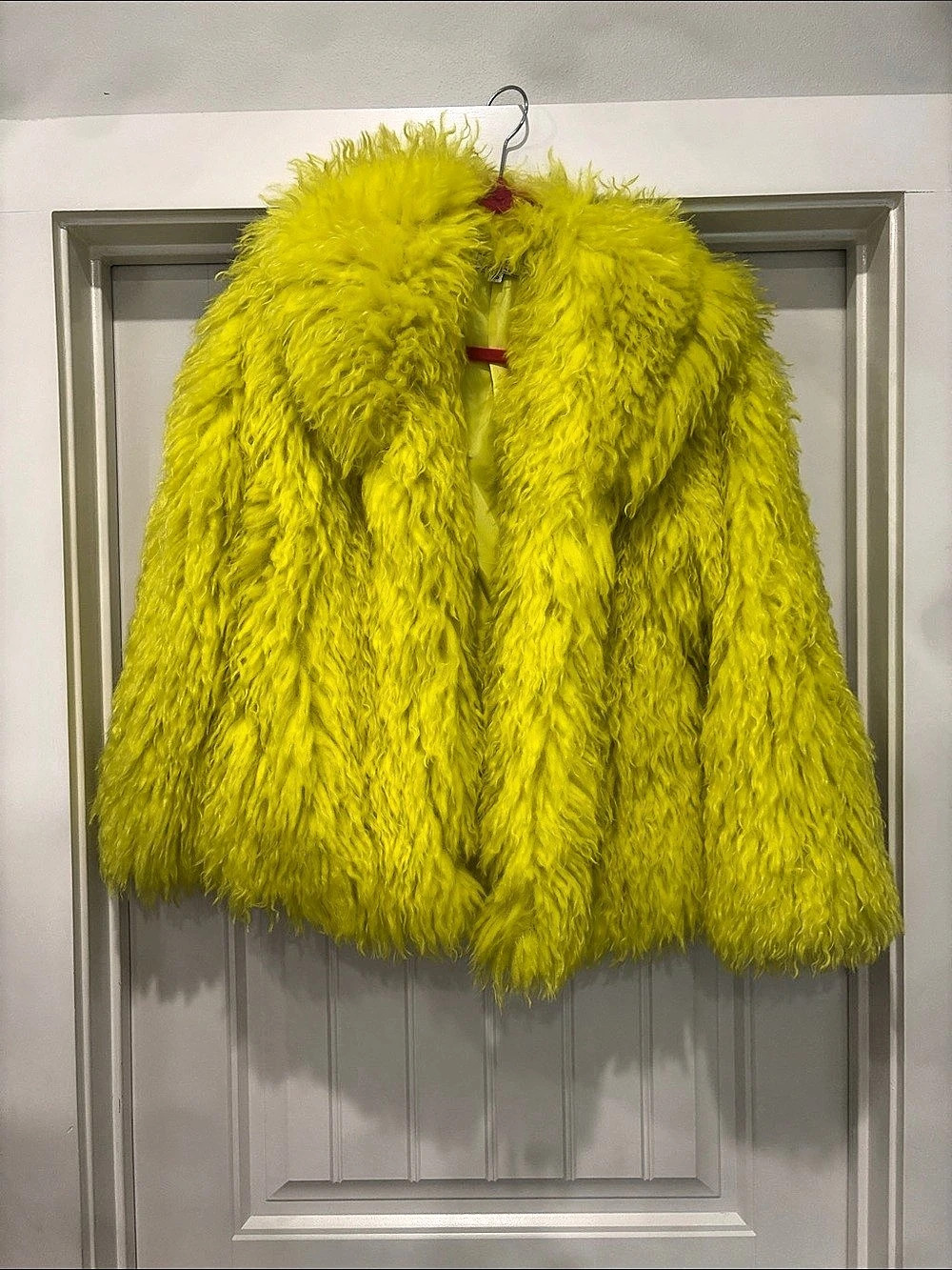 W.A.Y. Wonderful And Young Faux Fur Jacket Yellow XS Like New